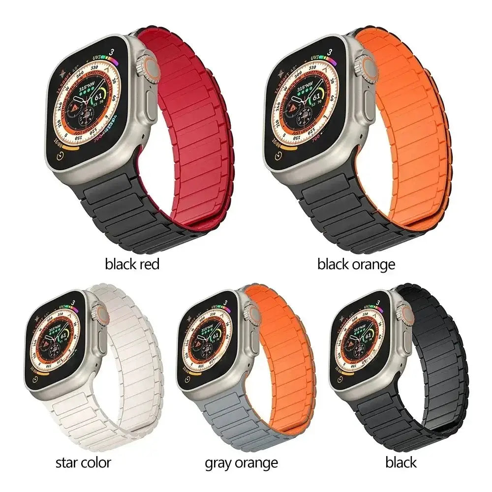 Magnetic loop silicone Apple Watch bands in 6 colors for 38–49mm, Simples Market