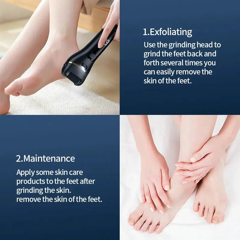 PureEase Rechargeable Electric Foot Grinder USB Powered Callus Remover With Adjustable Speeds For Men And Women