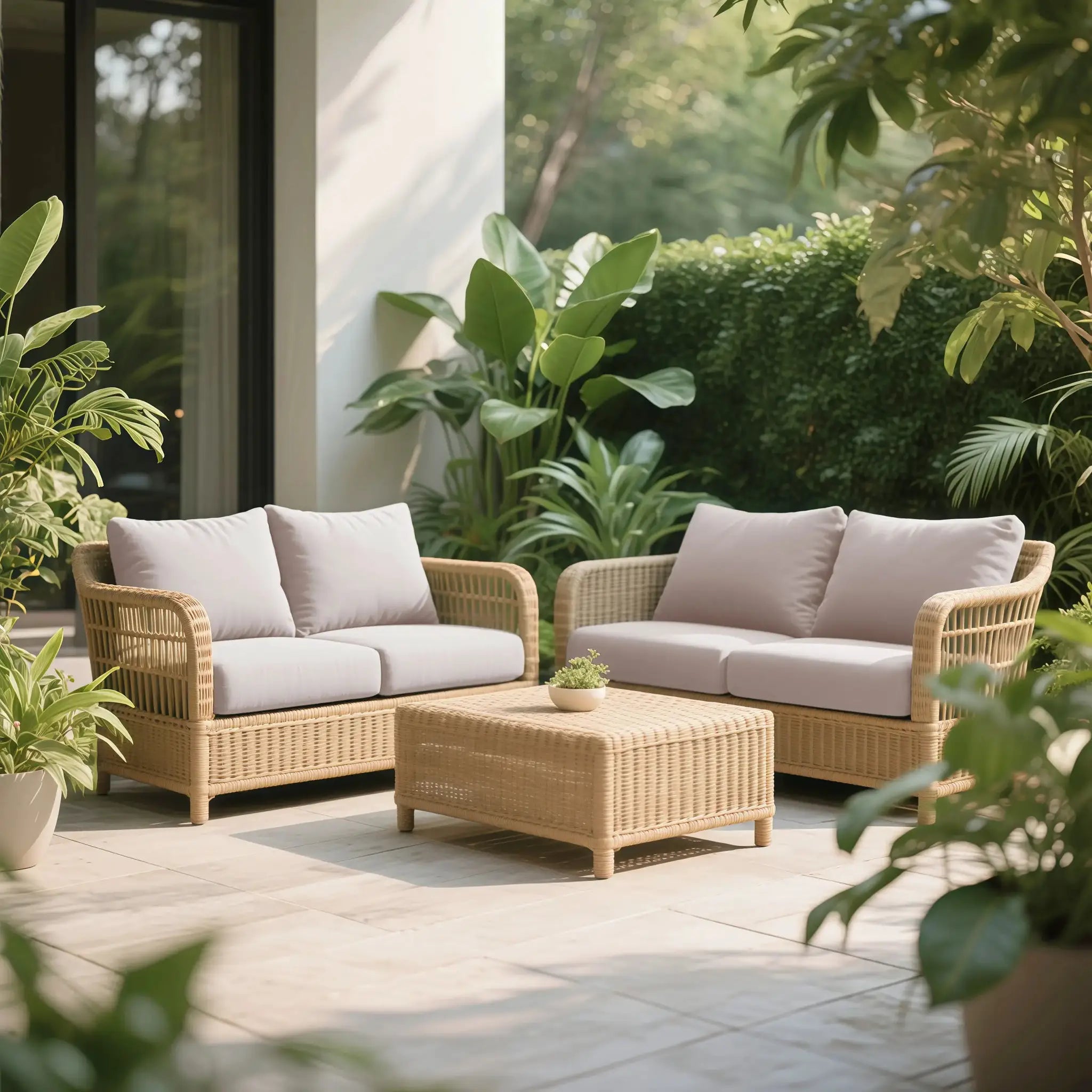Solid milk-silk elastic sofa cover by Simples Market; cream color for outdoor sofas