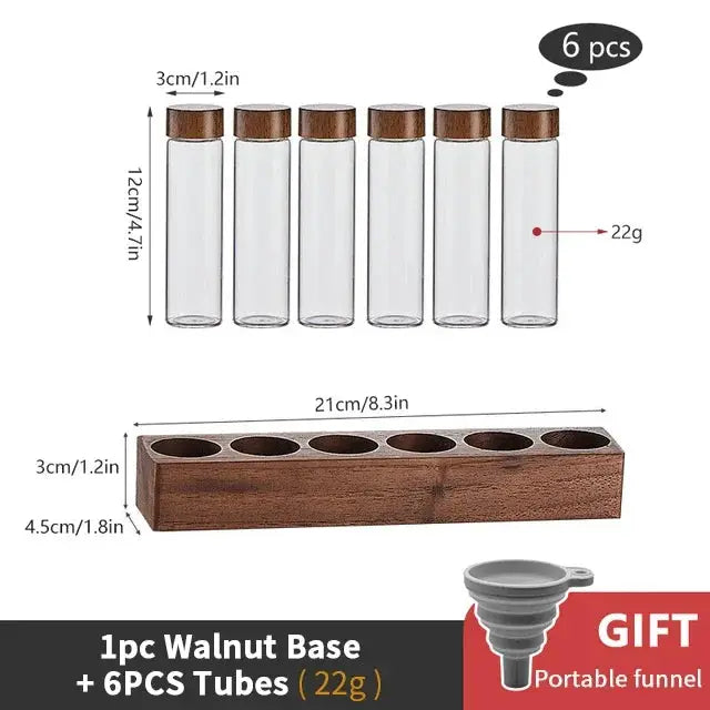 Coffeware Elegant Glass Coffee Beans Storage Tube Display Rack Set For Single Dose Espresso Accessory And Barista Tool