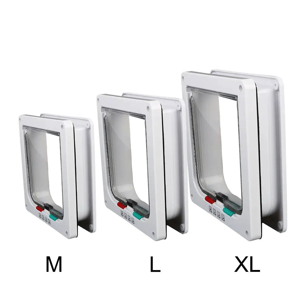 ABS Plastic Cat And Dog Flap Door Four Way Lock Security Flap Door Small Pet Safety Gate
