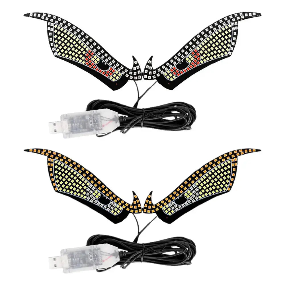 Simples Market USB dynamic big devil eyes LED wing lights for cars, RGB, 2-pack