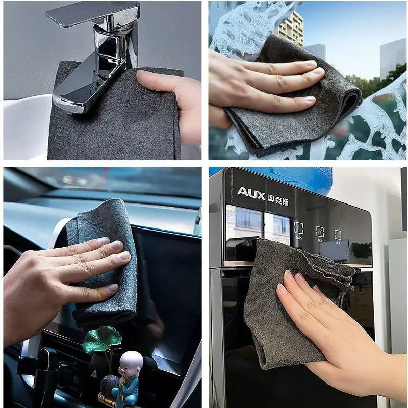 Simples Market thickened magic cleaning cloth, dark gray reusable glass/window cleaning cloth (1 of 5)