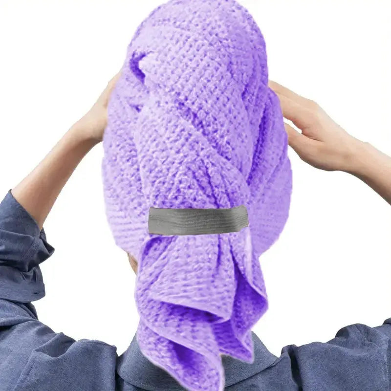 Extra Large Microfiber Hair Towel Wrap With Elastic Band Quick Dry Ultra Absorbent Soft Turban