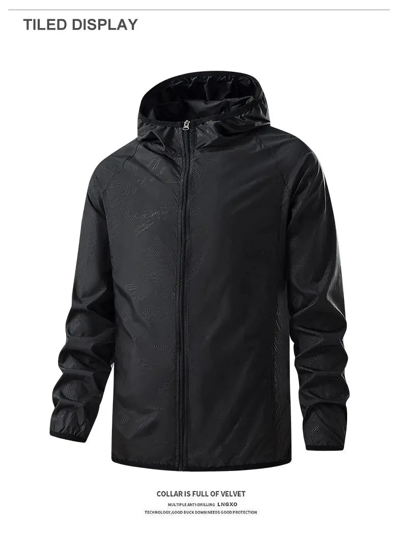 LNGXO waterproof hiking jacket, black hooded windbreaker, unisex, Simples Market