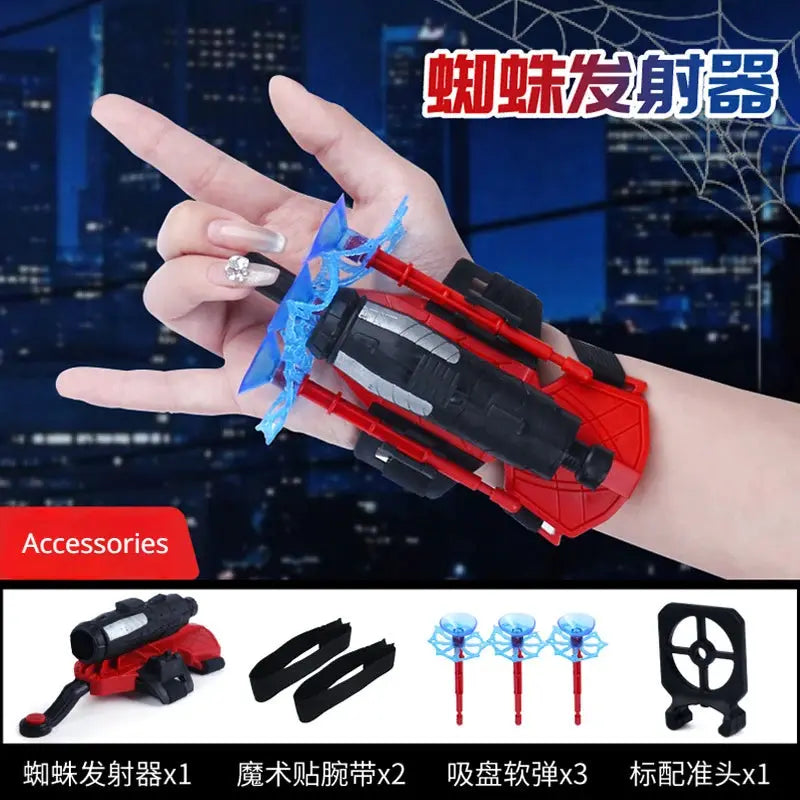 Disney Spider Man Hero Launcher Rotating Soft Bullet Gun With Suction Cup Ejection Toy For Kids Birthday Gift