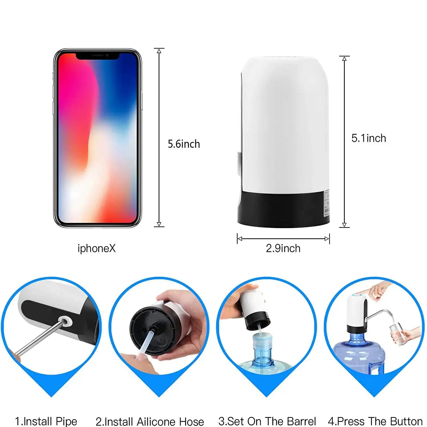 USB Rechargeable Water Bottle Pump With Auto Switch Dispenser