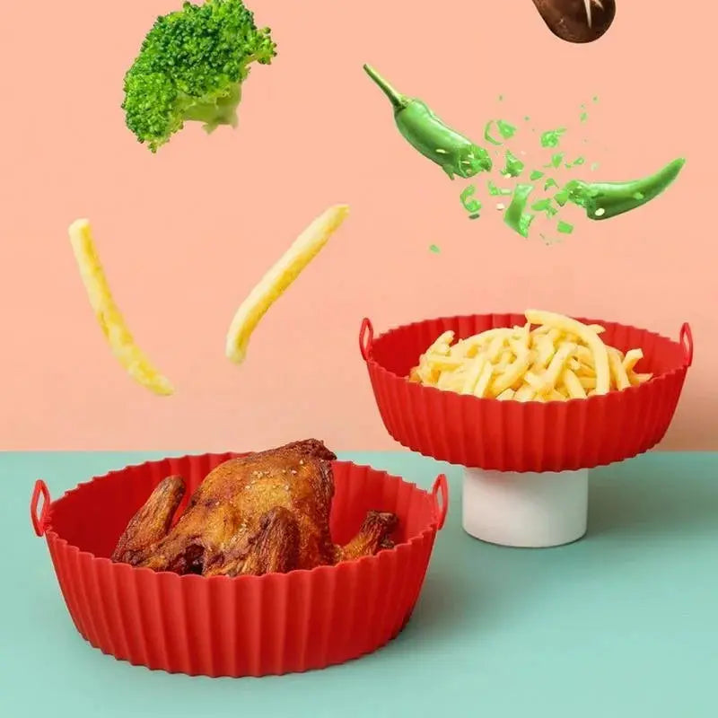 Reusable Air Fryer Silicone Liners Nonstick Food Grade Basket Accessory For Easy Cleanup