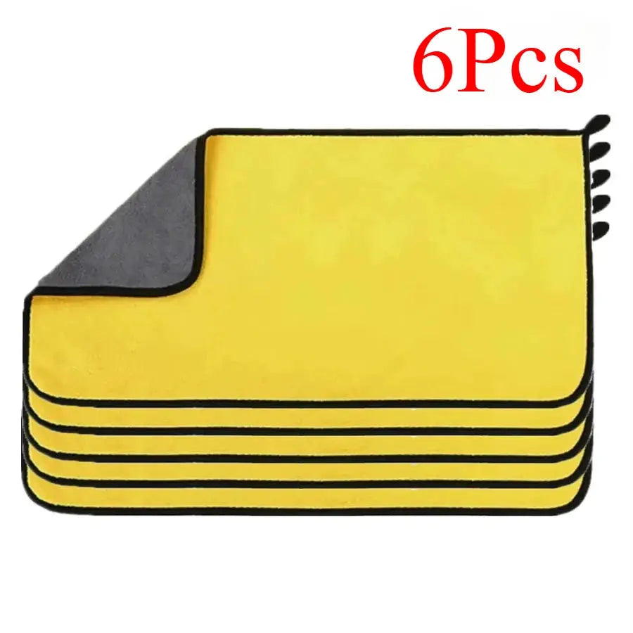 Simples Market 6-pack yellow microfiber car cleaning towels, double-layer, 30x60cm