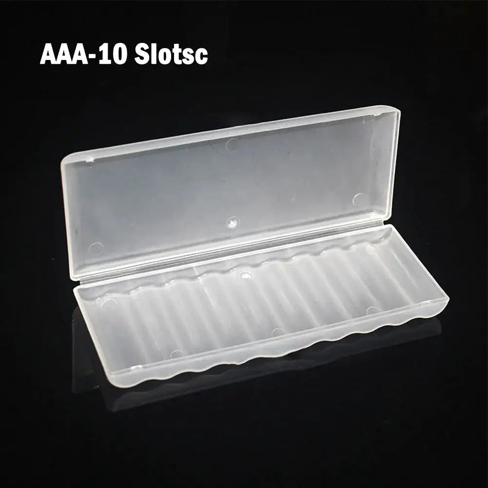 10-slot transparent plastic battery storage box by Simples Market for AA/AAA batteries