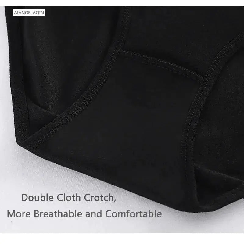 Women's cotton panties 7-pack in black, breathable plus-size underpants