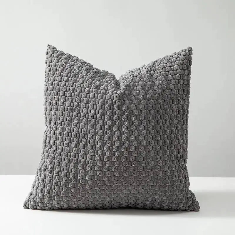 Soft velvet double-sided sofa cushion cover in gray boucle texture