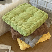 Tufted seat cushions, 4-pack 50x50 cm, green, brown, gray and yellow, Simples Market floor chair pads.
