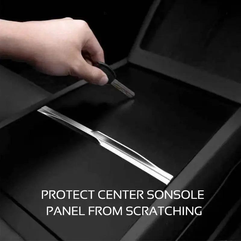 Center console protector sticker for Tesla Model 3 black interior, Simples Market