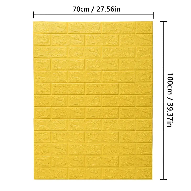 3D brick-pattern wall panel wallpaper by Simples Market, yellow, waterproof, 70cm x 100cm