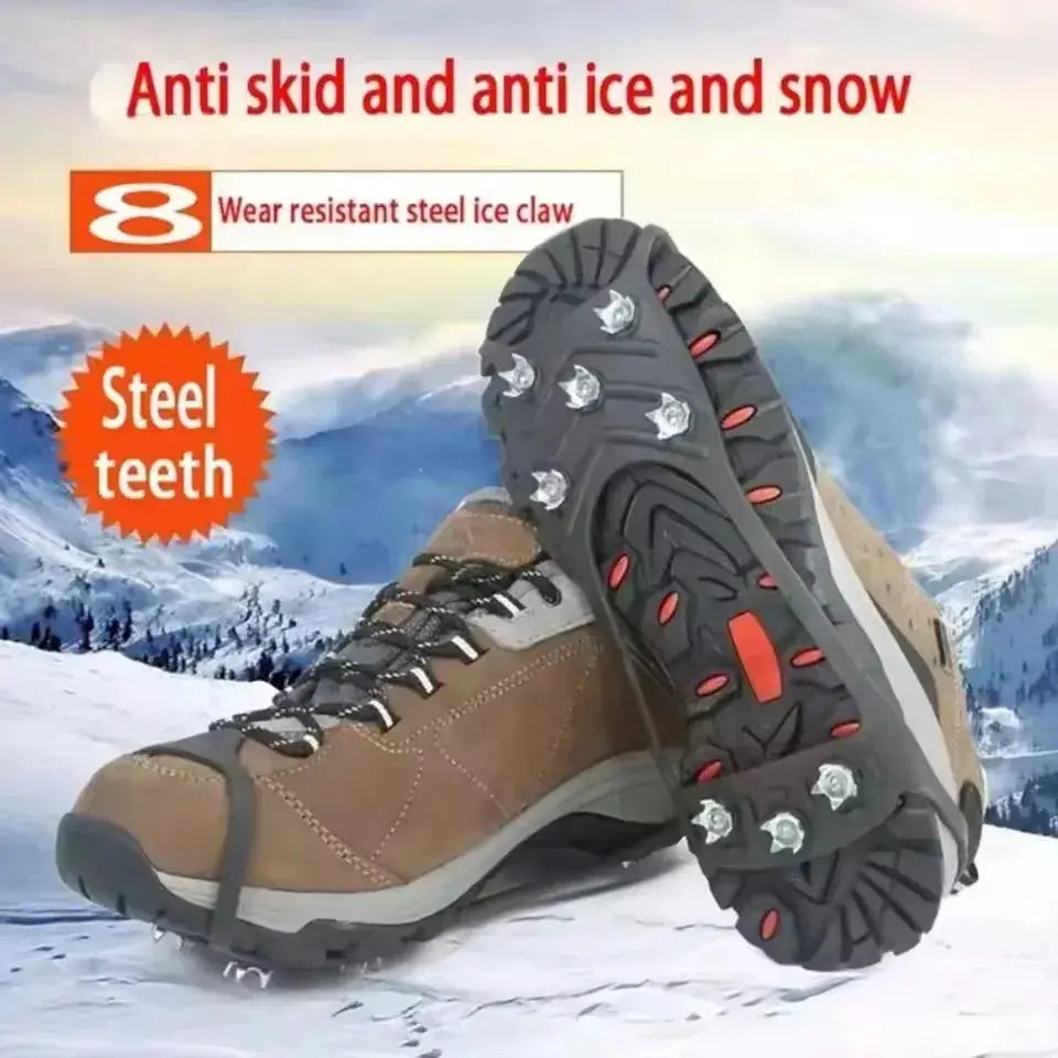 8 Teeth Ice Gripper Spike Shoes For Winter Hiking And Snow Climbing Anti Slip Crampons