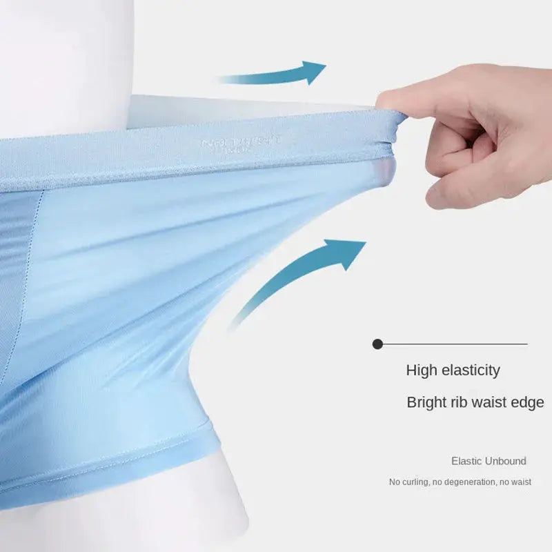 Simples Market men's ice silk boxer shorts in light blue, breathable and stretchy