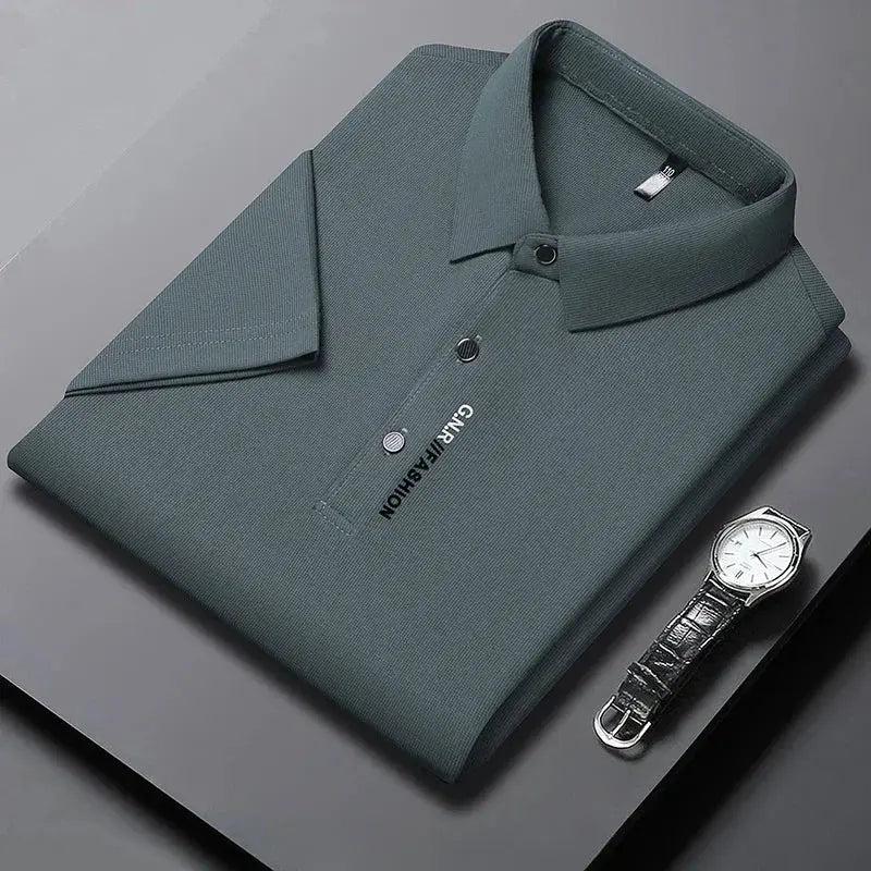 Men's short sleeve polo shirt, Simples Market, teal-green solid color, breathable elastic top