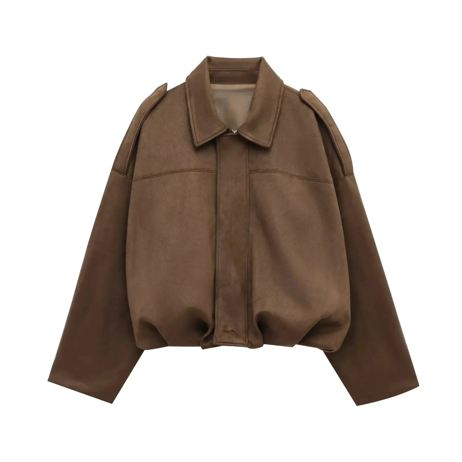 HH Women's Street Fashion Suede Texture Coat Vintage Inspired Cozy Winter Jacket With Batwing Sleeves