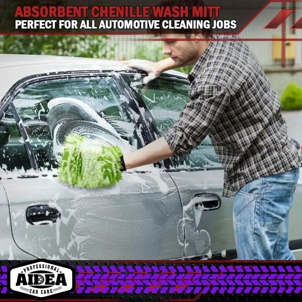 AutoShine Microfiber Car Wash Gloves Scratch Free And Lint Free Double Sided For Safe Vehicle Cleaning