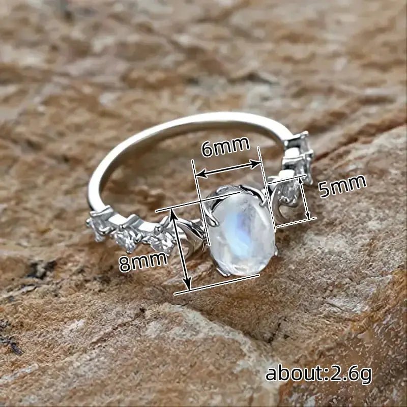 Huitan Blue White Imitation Opal Moon Rings For Women Brass Cubic Zirconia Jewelry Wedding Accessories Anniversary Gift - Simples Market