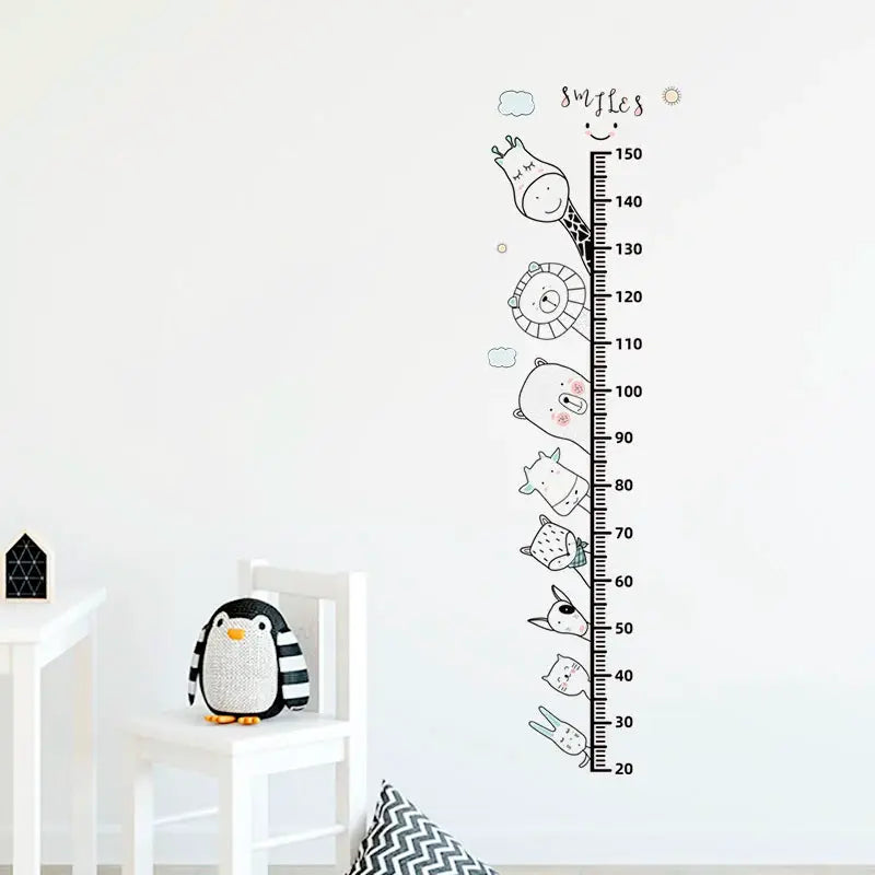 3pc cartoon animal height ruler wall stickers, PVC waterproof and removable for kids' room decor