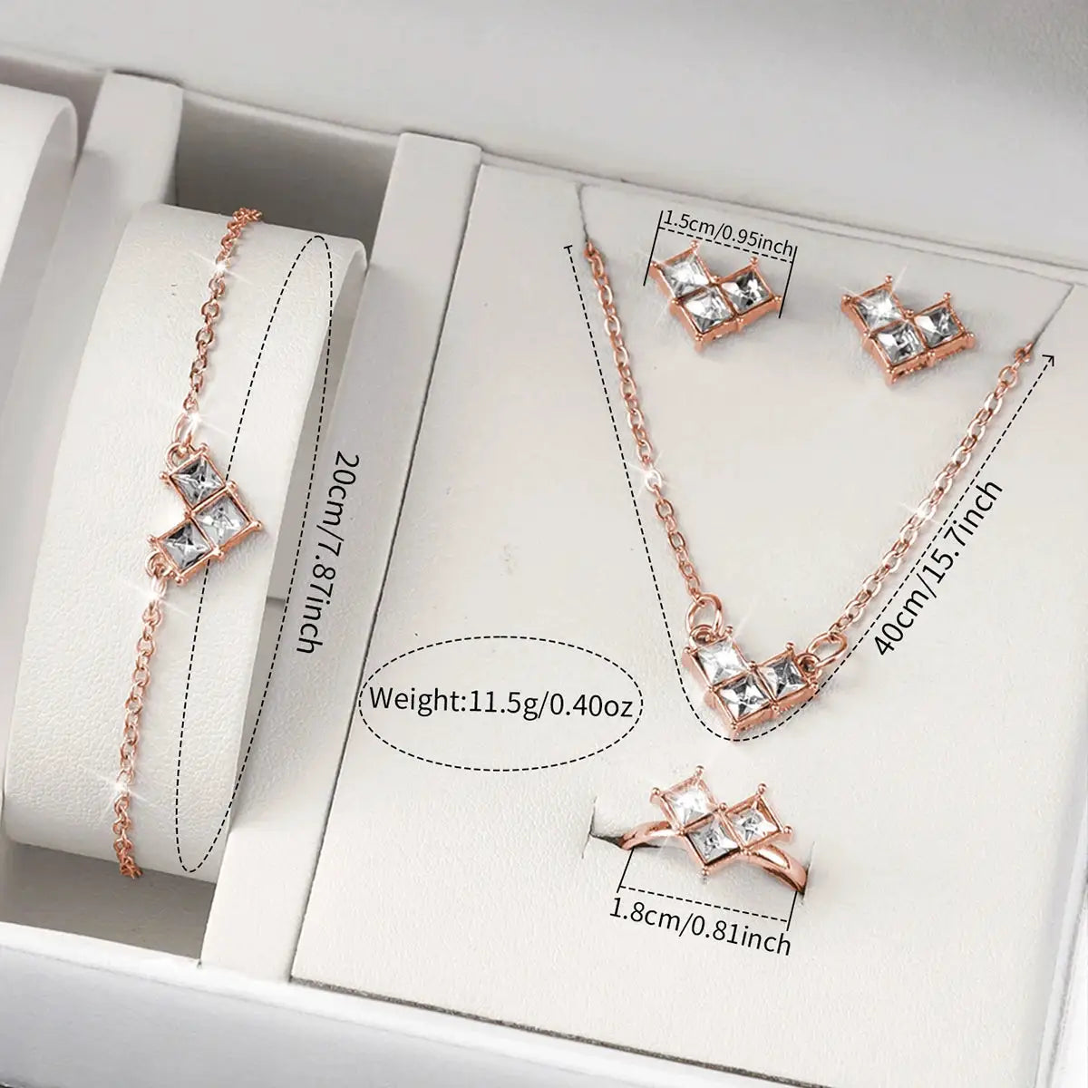 6-piece women's quartz watch and jewelry set by Simples Market with rose-gold stainless steel bands and crystal accents