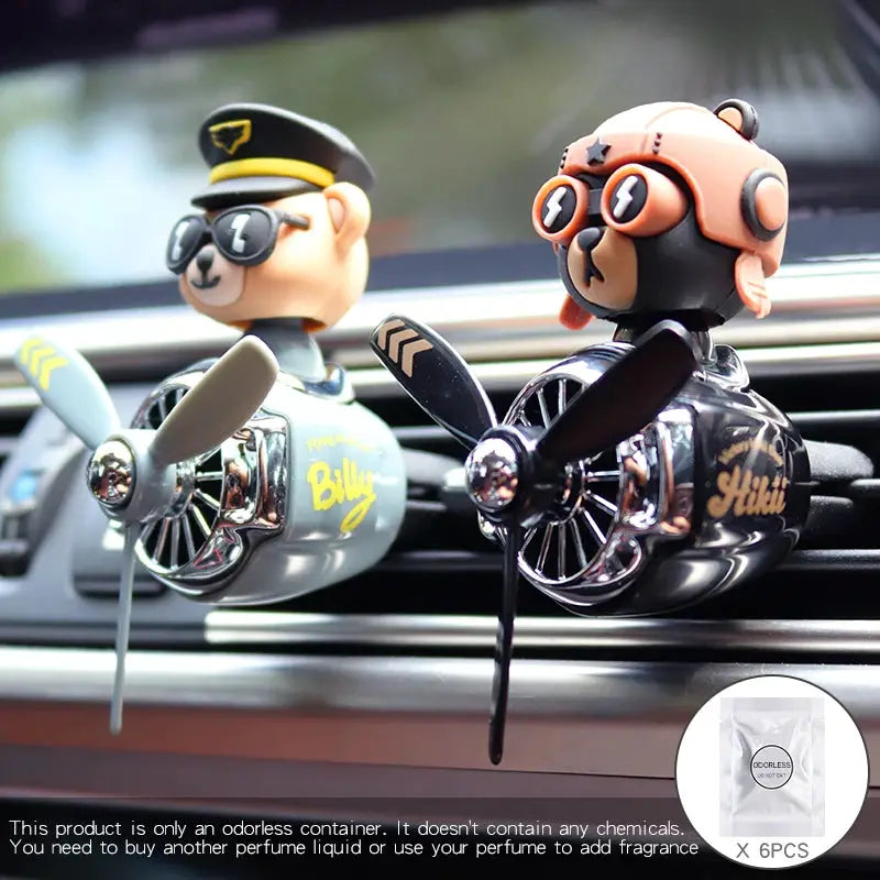 Odorless DIY Perfume Ornament Airplane Pilot Bear Car Air Freshener Vent Clip Fragrant Diffuser Decoration For Men