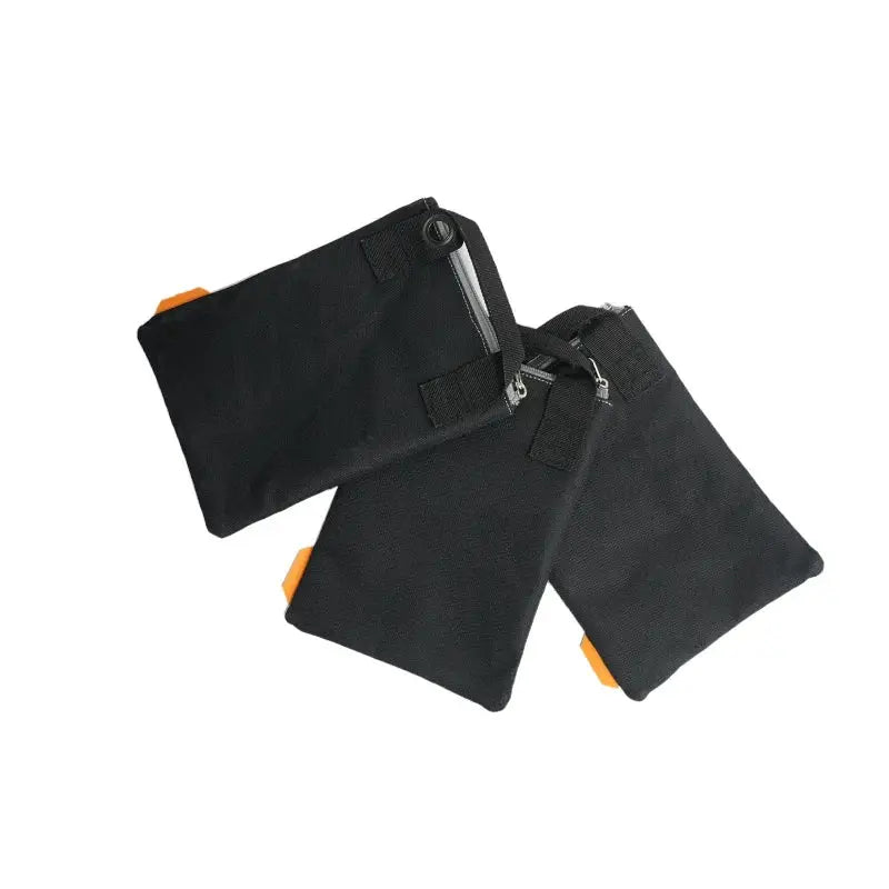 Toolstack fastener bags, 3-pack black fabric storage pouches with orange tabs