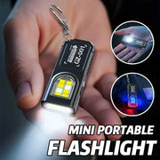 Simples Market black mini COB LED keychain flashlight with carabiner, USB-C rechargeable, waterproof pocket light