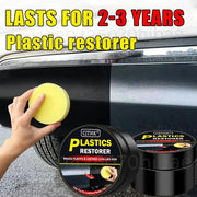 Car plastics restorer jars by Simples Market; two black containers with yellow labels.