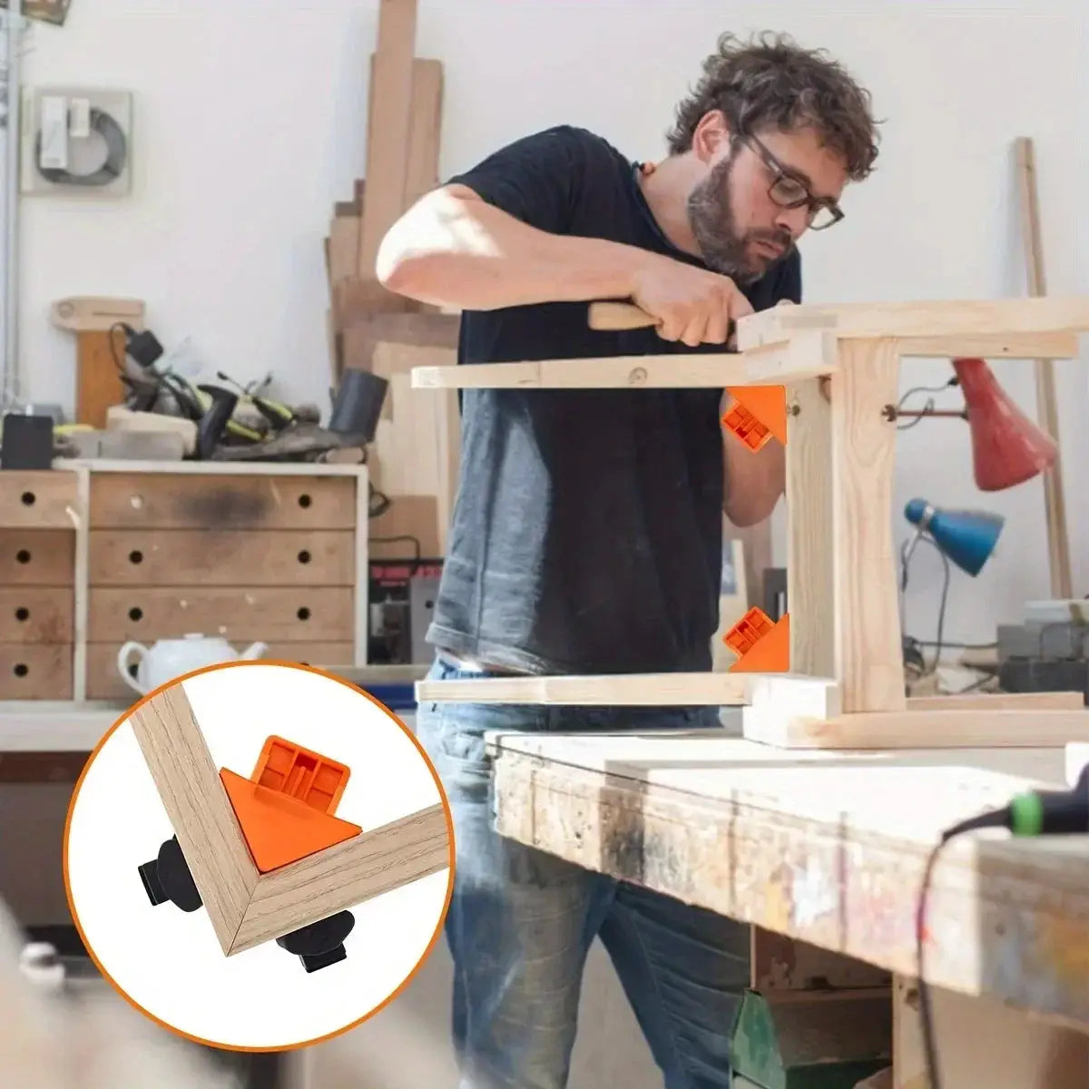 2 Pcs 90 Degree Corner Clamps For Woodworking Adjustable Spring Loaded Clamps Cabinets Photo Framing