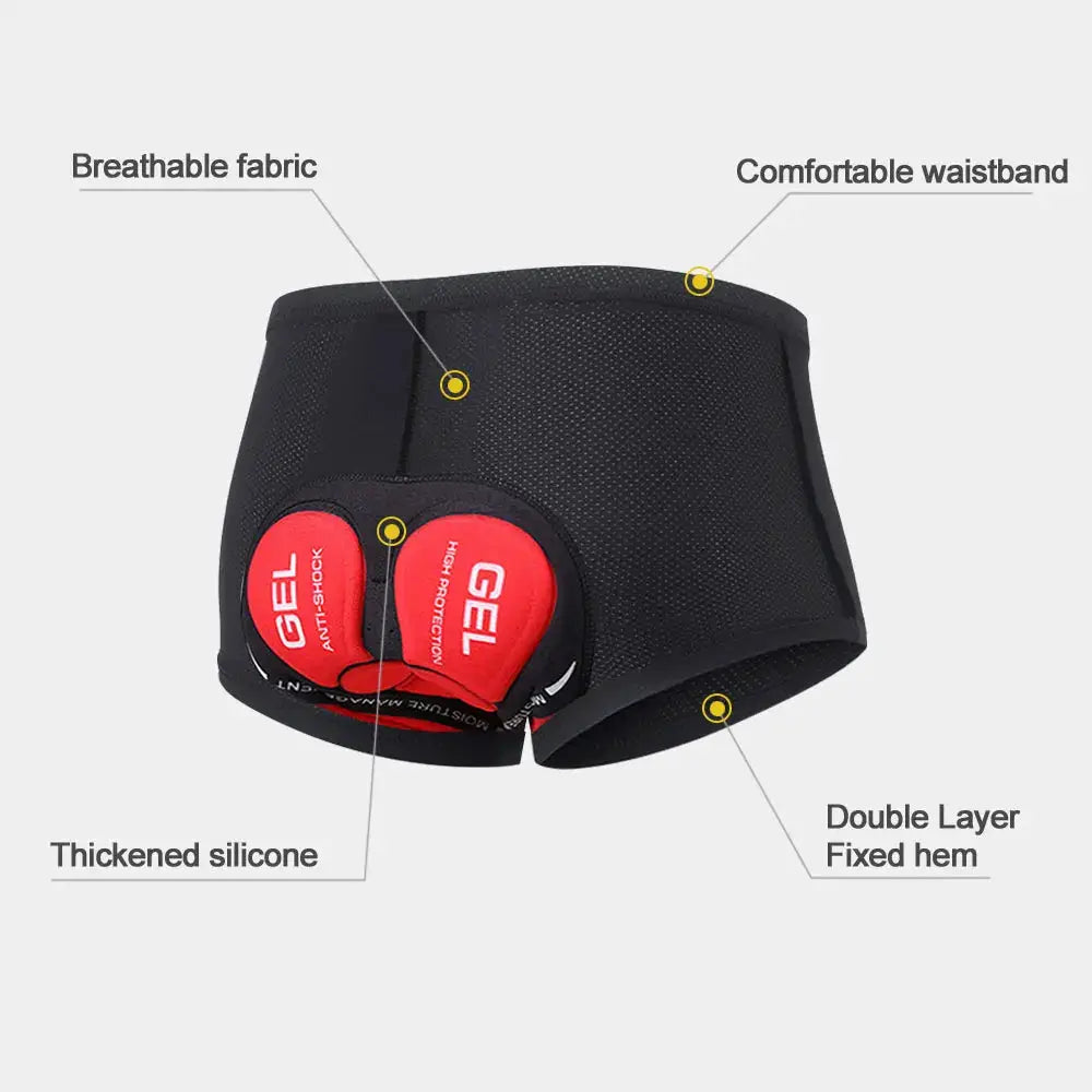 Simples Market NEWBOLER men's breathable cycling shorts with red 5D gel pads, black