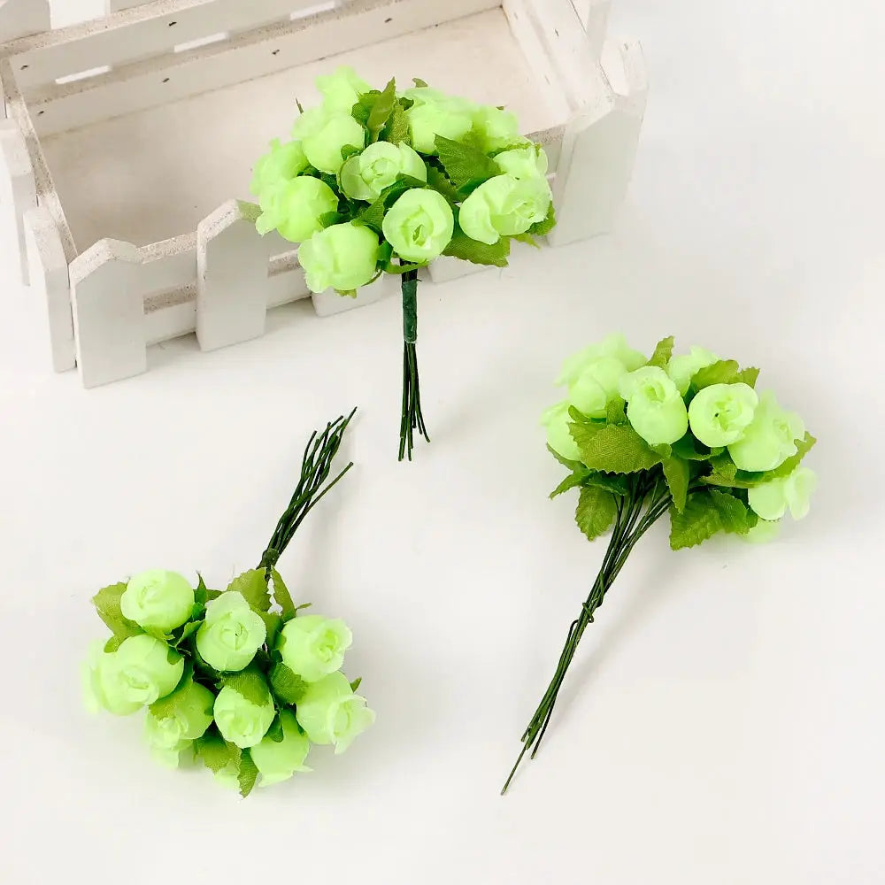 12 Pieces Mini Artificial Rose Bouquet Silk Roses for Home Decor and Wedding Decor Craft Wreath Gift