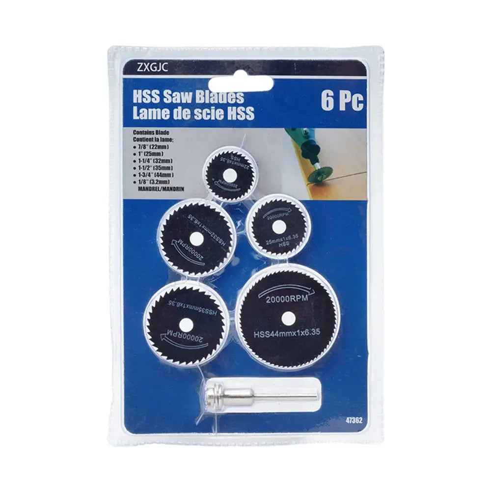6 Piece Woodworking And Metal Cutting Blade Set For Drill Circular Saw And Grinder High Speed Steel