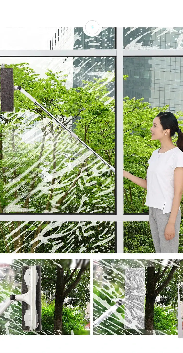 Telescopic window cleaning mop by Simples Market with long handle and cleaning pad