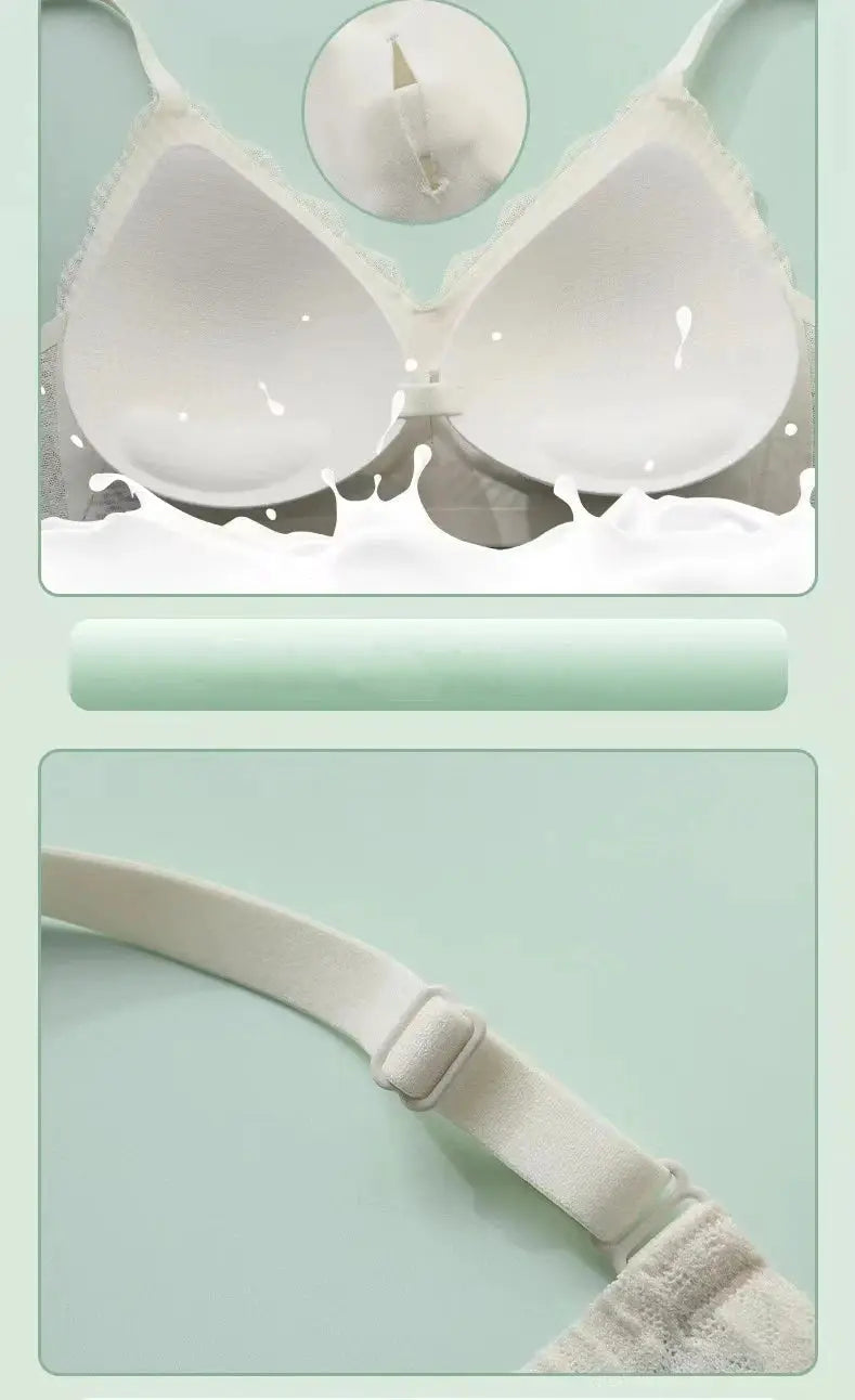 White lace seamless bra with molded cups and adjustable back strap by Simples Market