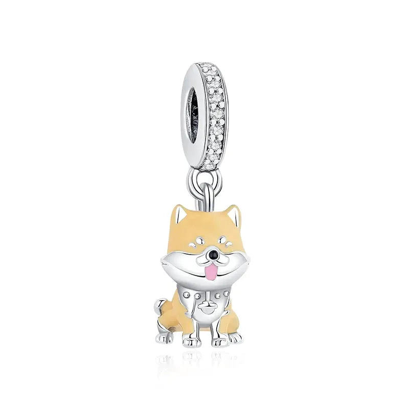 925 Sterling Silver Paw Print Charm Beads for Dogs and Cats Jewelry Pendant Fit for Bracelets Necklaces DIY Projects