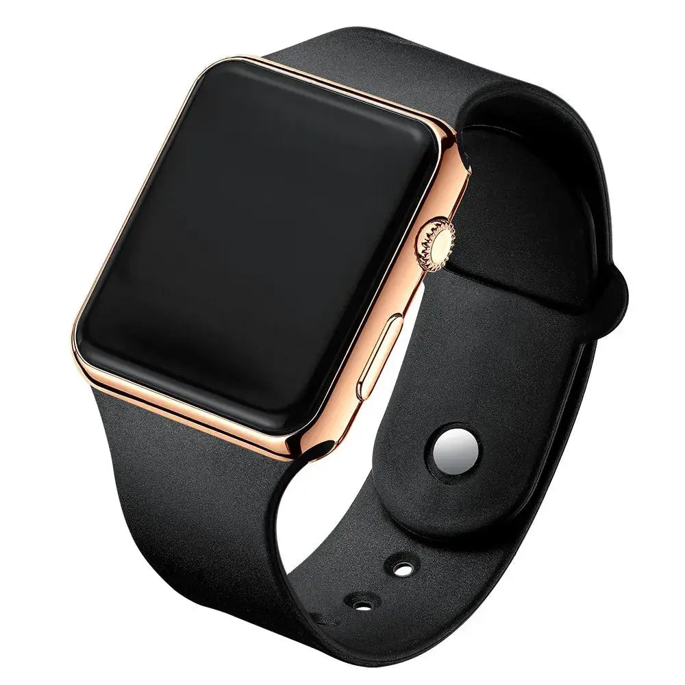 NovaTime Digital LED Watch for Men and Women Sleek Black Silicone Strap Easy Read Display