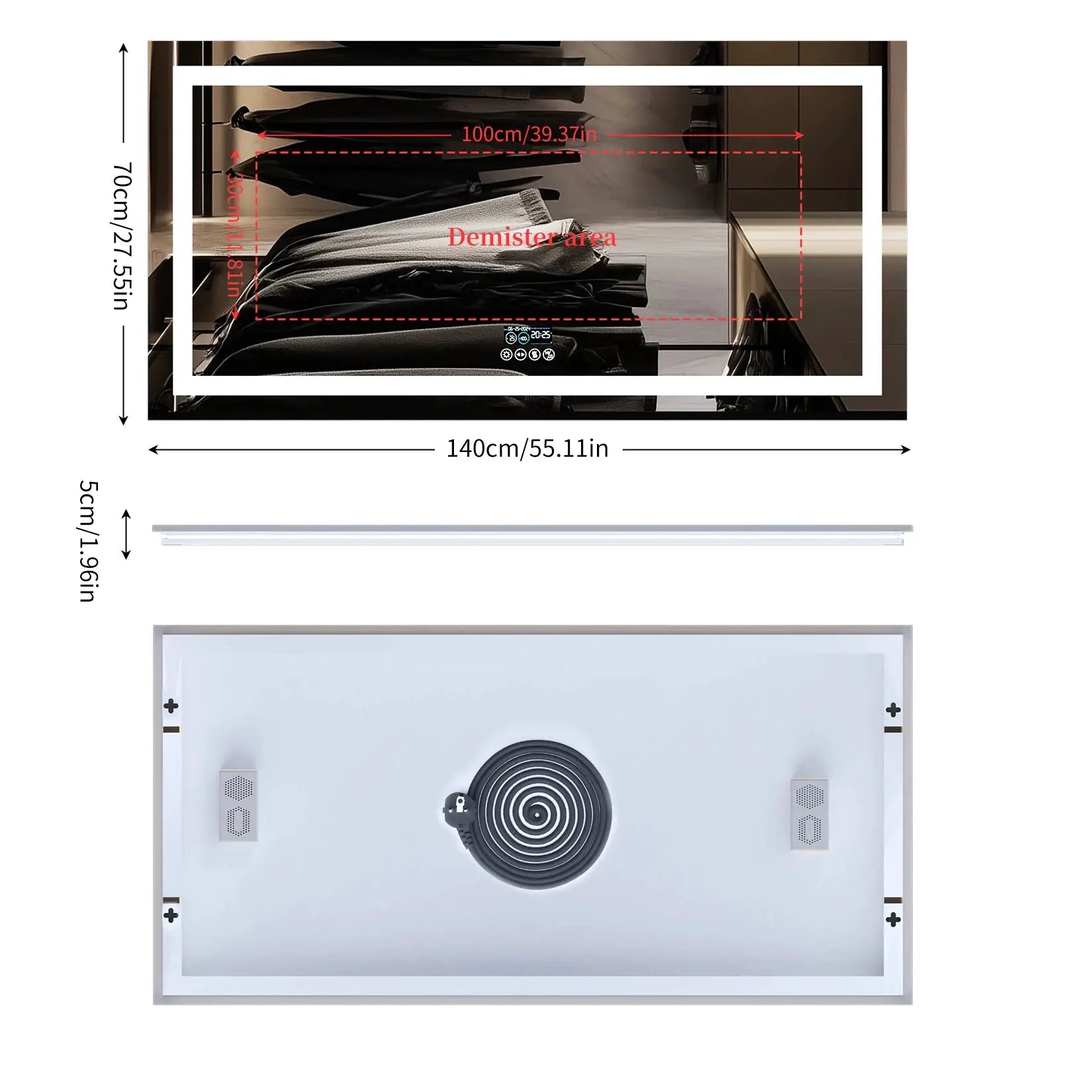 LUVODI Bluetooth bathroom mirror with LED light and speaker, anti-fog rectangular vanity by Simples Market; 3 color temps
