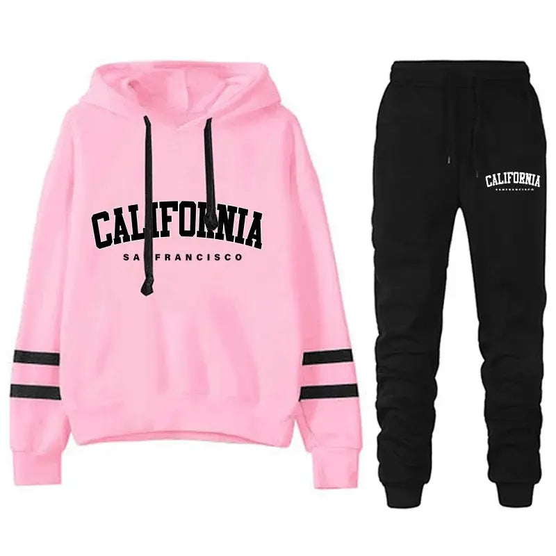 California Womens Hooded Tracksuit With Ankle Pants In Polyester Cotton Blend For Year Round Style Sizes S To 3XL