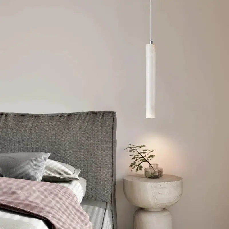 Simples Market Led pendant lamp long tube wood ceiling lamp, Japanese style bedside chandelier, replaceable G9 bulb.