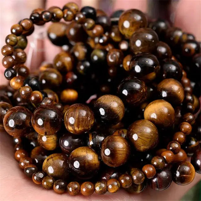 Natural Stone Beads Lava Jaspers Tiger Eye Quartz Agates Round Loose Beads 4 To 12mm For Jewelry Making DIY Bracelets