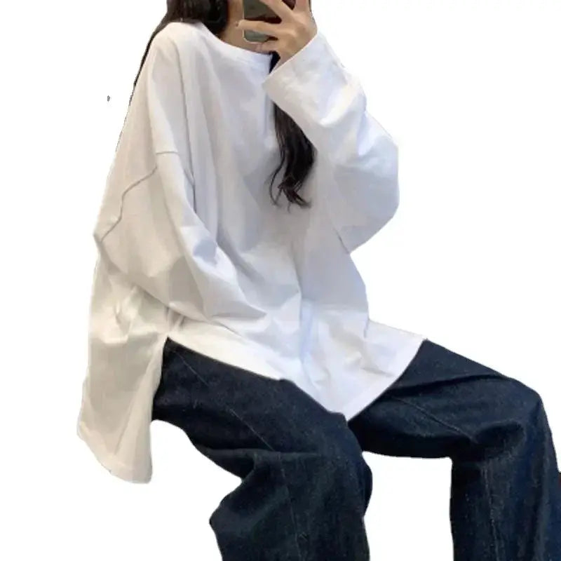 Harajuku Oversized Long T Shirt Gothic Inspired Top With O Neck And Long Sleeves For Spring And Autumn