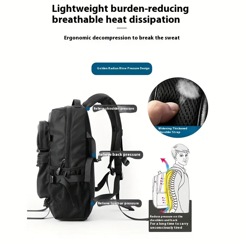 ZUOKEDISI 15.6-inch laptop travel backpack, black with shoe box and luggage strap