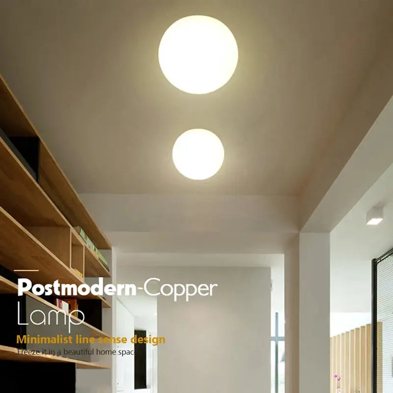 Glass white ball LED ceiling light (2), minimalist interiors by Simples Market