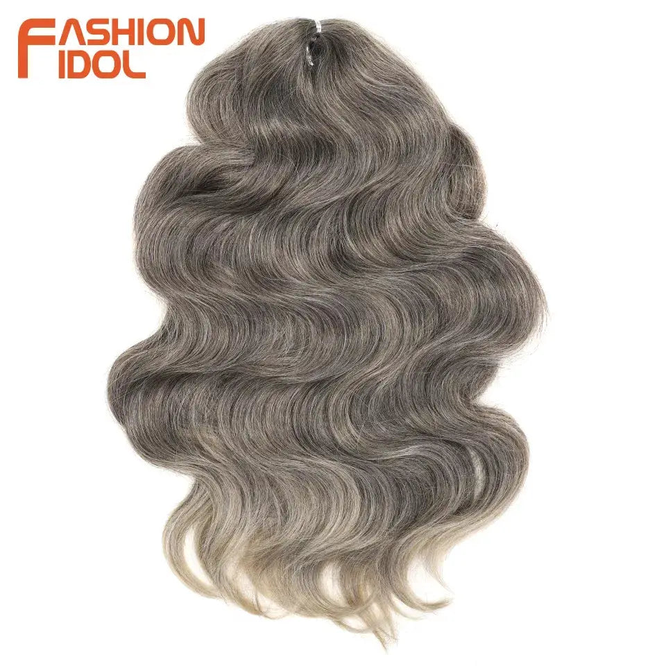 Fashion Idol 24in body wave crochet hair, 3pcs synthetic braids in ash blonde ombre