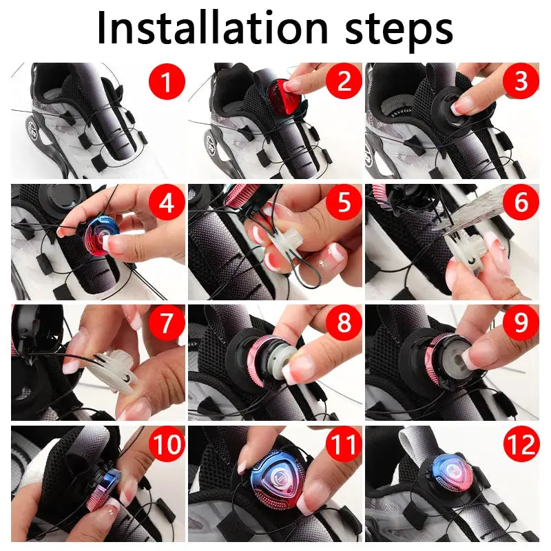 Colorful automatic shoelaces with swivel buckle for sneakers; 1 pair, no-tie for adults and kids