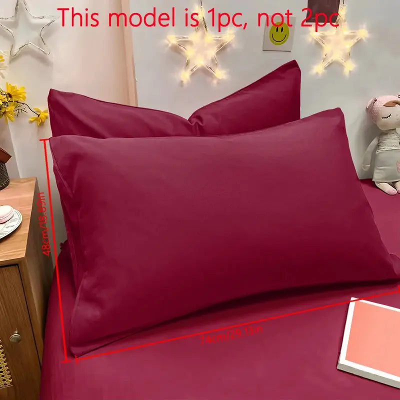 Pillowcase by Simples Market, matte burgundy solid color, 48×74 cm bedroom bedding