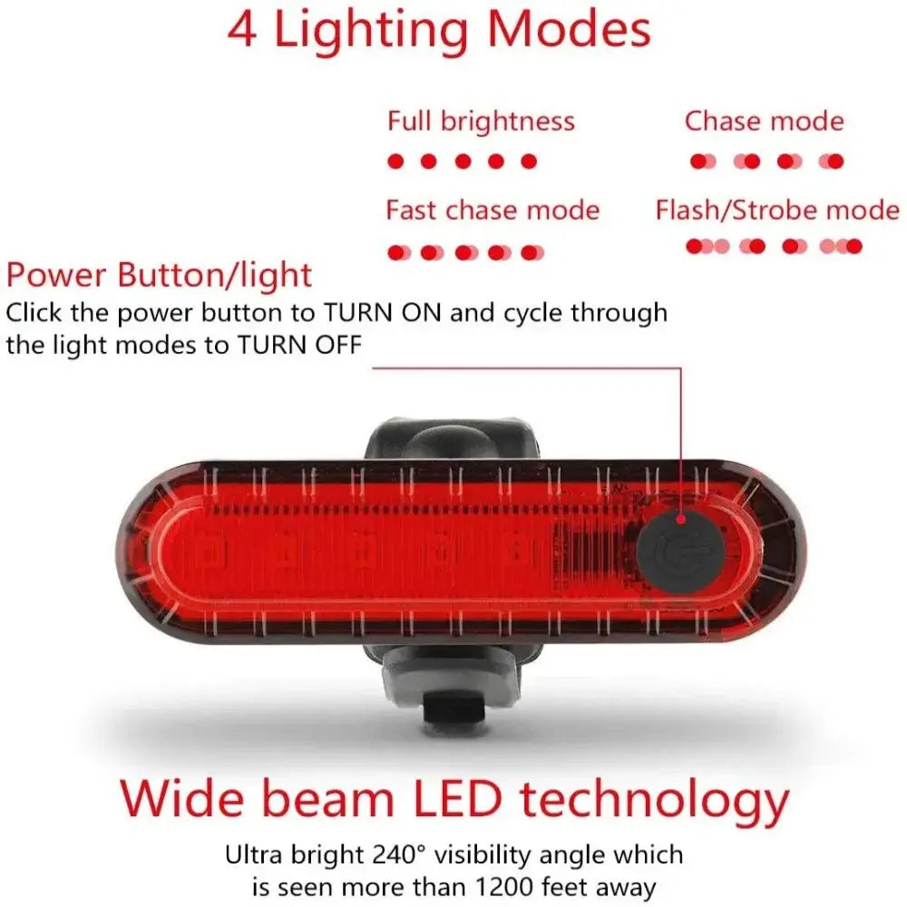 USB Rechargeable Rear Bike Tail Lights Ultra Bright for Cycling Safety Easy to Install